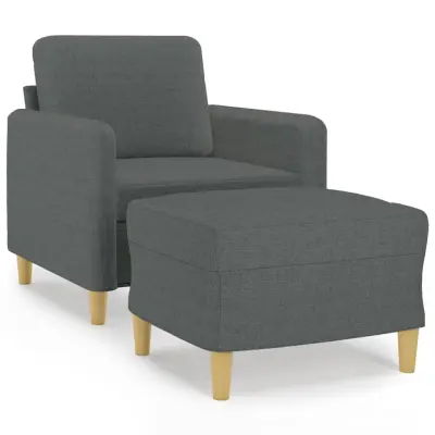 vidaXL Fotelj s stolčkom za noge temno siv 60 cm blago