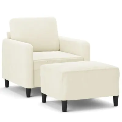 vidaXL Fotelj s stolčkom za noge krem 60 cm žamet