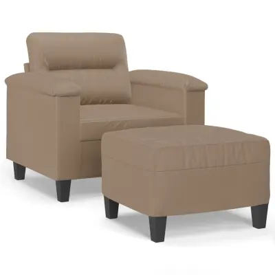 vidaXL Fotelj s stolčkom za noge kapučino 60 cm umetno usnje