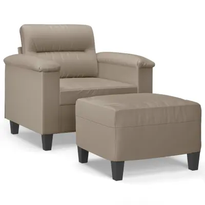 vidaXL Fotelj s stolčkom za noge taupe 60 cm blago iz mikrovlaken