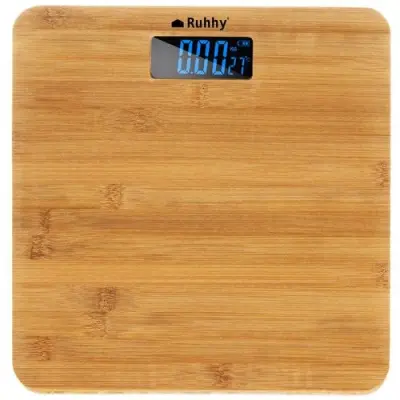 Tehtnica osebna elektronska KEDO, LCD, max.180kg, bambus-steklo
