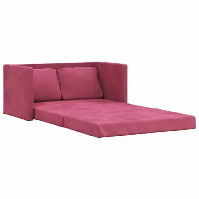 vidaXL Talni raztegljiv kavč 2 v 1 vinsko rdeča 122x204x55 cm žamet