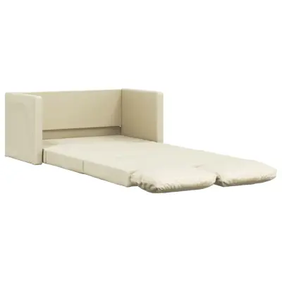 vidaXL Talni raztegljiv kavč 2 v 1 krem 112x174x55 cm umetno usnje