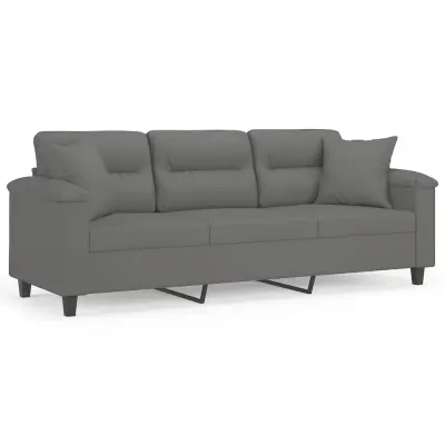 vidaXL Trosed z blazinami temno siv 180 cm tkanina iz mikrovlaken