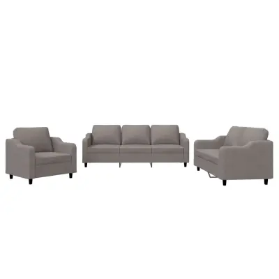 vidaXL Sedežna garnitura z blazinami 3-delna taupe blago