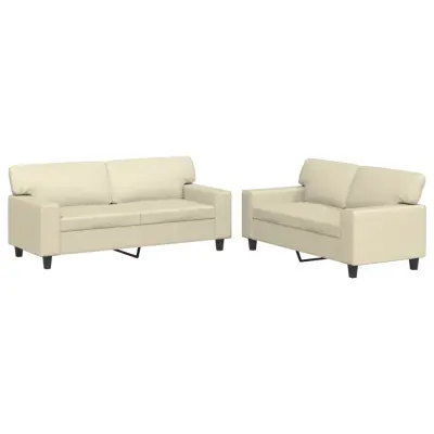 vidaXL Sedežna garnitura 2-delna krem umetno usnje