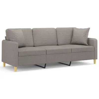 vidaXL Kavč dvosed z okrasnimi blazinami taupe 180 cm blago