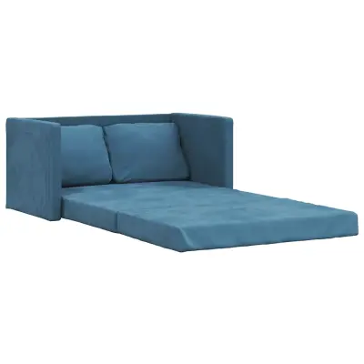 vidaXL Talni raztegljiv kavč 2 v 1 modra 122x204x55 cm žamet