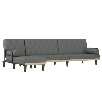 vidaXL Raztegljiv kavč L oblike temno siv 260x140x70 cm tkanina