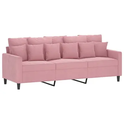 vidaXL Kavč trosed roza 180 cm žamet
