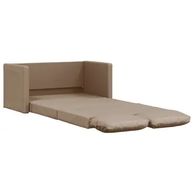 vidaXL Talni raztegljiv kavč 2 v 1 kapučino 112x174x55 cm umetno usnje