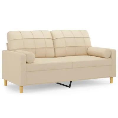 vidaXL Kavč dvosed z blazinami krem 140 cm blago