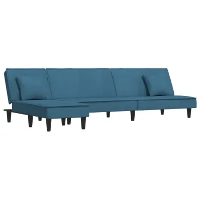 vidaXL Raztegljiv kavč L oblike moder 255x140x70 cm žamet