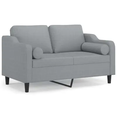 vidaXL Kavč dvosed z blazinami svetlo siv 120 cm blago