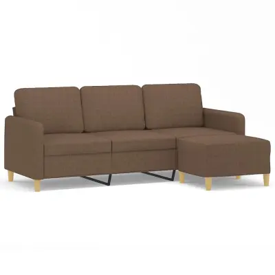 vidaXL Trosed s stolčkom za noge rjav 180 cm blago