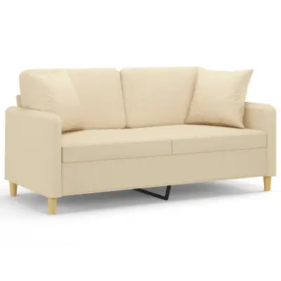 vidaXL Kavč dvosed z blazinami krem 140 cm blago