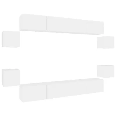 vidaXL Komplet TV omaric 8-delni bel konstruiran les