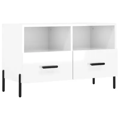 vidaXL TV omarica visok sijaj bela 80x36x50 cm inženirski les