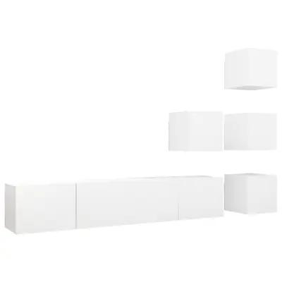 vidaXL Komplet TV omaric 6-delni bela iverna plošča