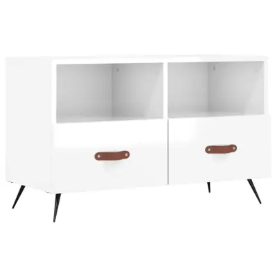 vidaXL TV omarica visok sijaj bela 80x36x50 cm inženirski les