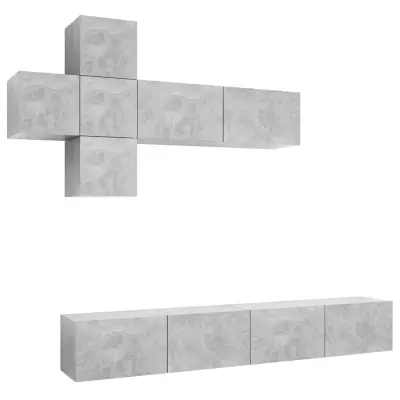 vidaXL Komplet TV omaric 7-delni betonsko siva iverna plošča