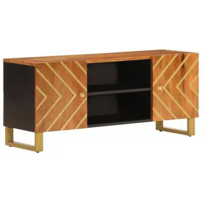 vidaXL TV omarica rjava in črna 105x33,5x46 cm trden mangov les