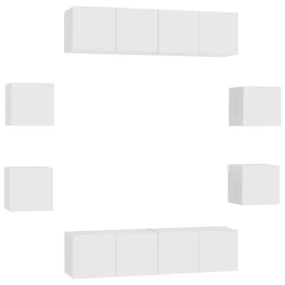 vidaXL Komplet TV omaric 8-delni bela iverna plošča