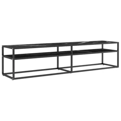 vidaXL TV omarica črni marmor 180x40x40,5 cm kaljeno steklo