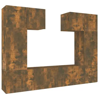 vidaXL Komplet TV omaric 6-delni dimljen hrast inženirski les