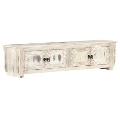 vidaXL TV omarica bela 140x30x35 cm trden mangov les