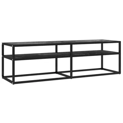 vidaXL TV omarica črni marmor 140x40x40,5 cm kaljeno steklo