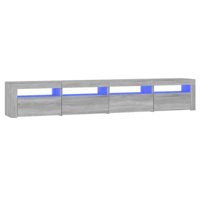 vidaXL TV omarica z LED lučkami siva sonoma 240x35x40 cm