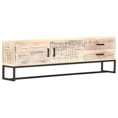 vidaXL TV omarica bela 140x30x45 cm trden akacijev les