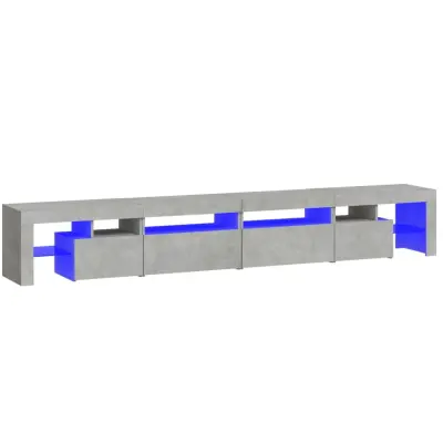 vidaXL TV omarica z LED lučkami betonsko siva 260x36,5x40 cm