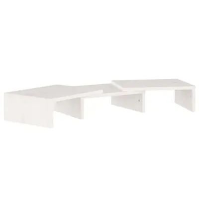vidaXL Stojalo za zaslon belo 60x24x10,5 cm trdna borovina