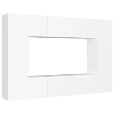 vidaXL Komplet TV omaric 8-delni bela iverna plošča