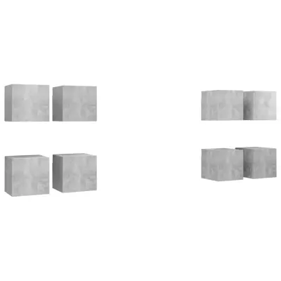 vidaXL Stenske TV omarice 8 kosov betonsko sive 30,5x30x30 cm