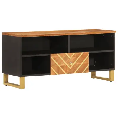 vidaXL TV omarica rjava in črna 100x33,5x46 cm trden mangov les