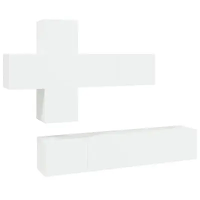 vidaXL Komplet TV omaric 7-delni bel inženirski les