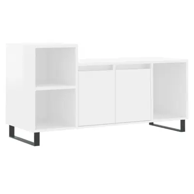 vidaXL TV omarica visok sijaj bela 100x35x55 cm inženirski les