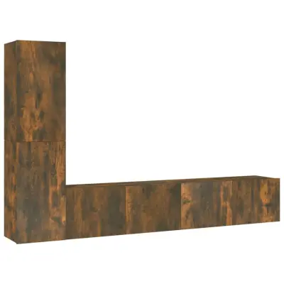 vidaXL Komplet TV omaric 4-delni dimljen hrast inženirski les