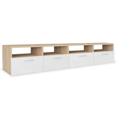vidaXL TV omarica 2 kosa inženirski les 95x35x36 cm hrast in bela