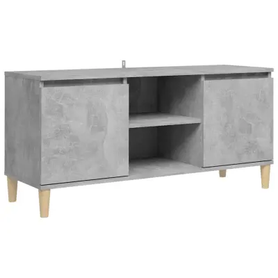 vidaXL TV omarica z lesenimi nogami betonsko siva 103,5x35x50 cm