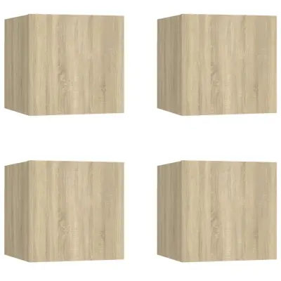 vidaXL Stenske TV omarice 4 kosi sonoma hrast 30,5x30x30 cm
