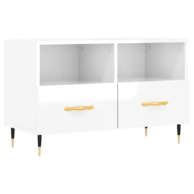vidaXL TV omarica visok sijaj bela 80x36x50 cm inženirski les