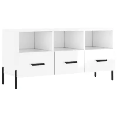 vidaXL TV omarica visok sijaj bela 102x36x50 cm inženirski les