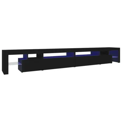 vidaXL TV omarica z LED lučkami črna 290x36,5x40 cm