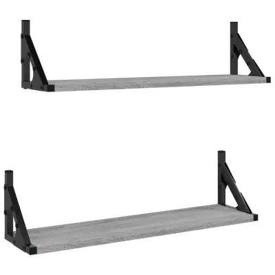vidaXL Stenske police 2 kosa siva sonoma 60x15x15,5 cm