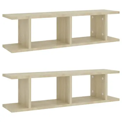 vidaXL Stenska polica 2 kosa sonoma hrast 75x18x20 cm inž. les