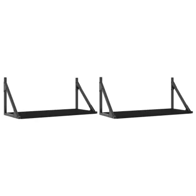 vidaXL Stenska polica 2 kosa črna 60x25x25,5 cm inženirski les